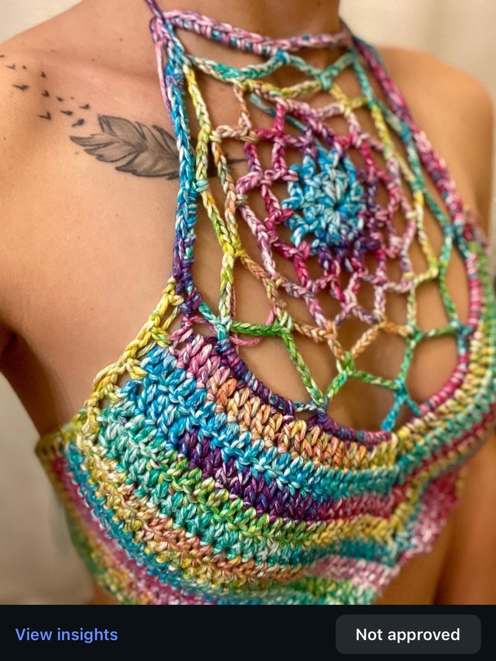 Handmade Crochet Multi Colored Festival Top 🌈🦄